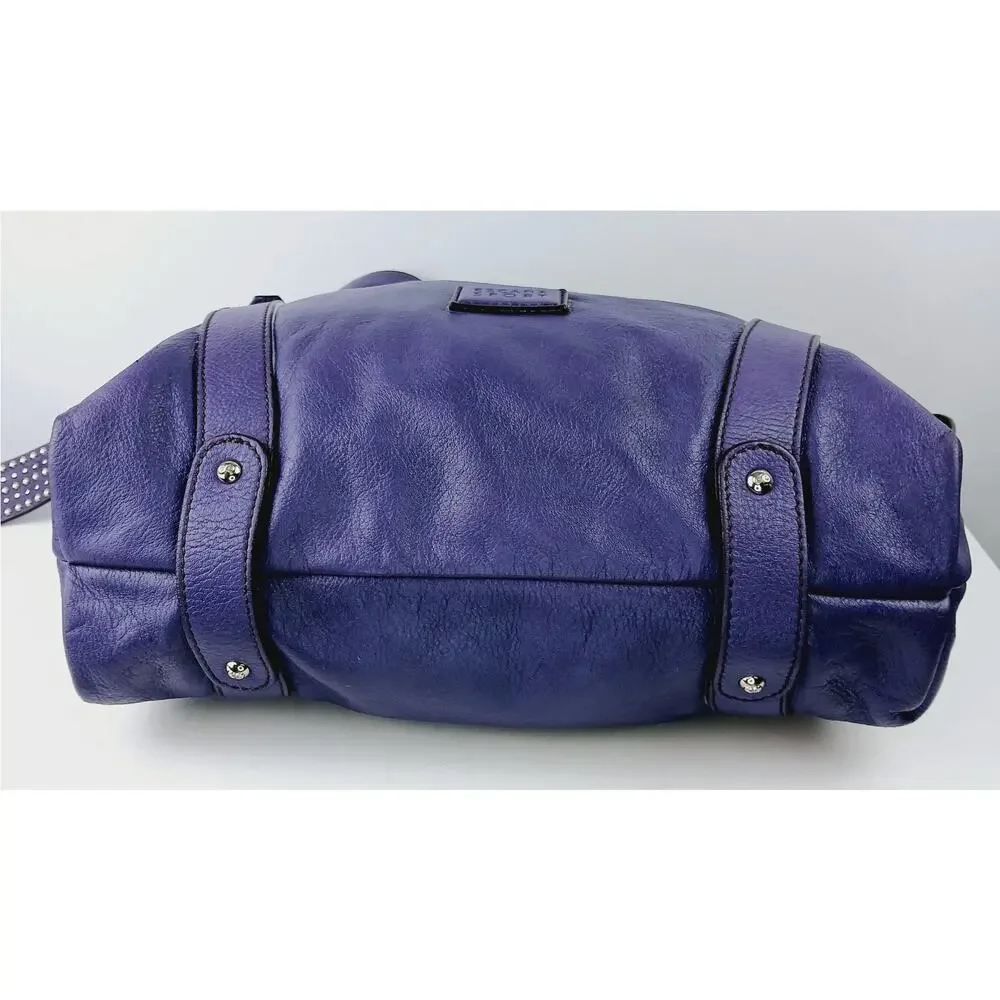 ESCADA Sport LG Buttery Leather Purple Double Strap Tote Shoulder Bag Satchel